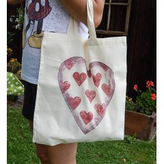 Prírodná nákupná taška - Srdce 