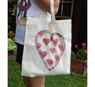 Prírodná nákupná taška - Srdce 